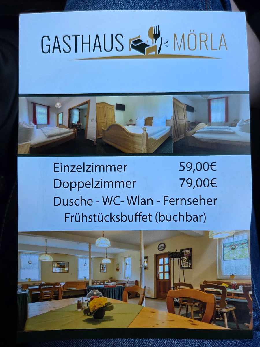 Speisekarte, Gasthaus Mörla