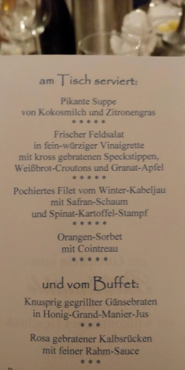 Speisekarte, Landgut Buschmühle