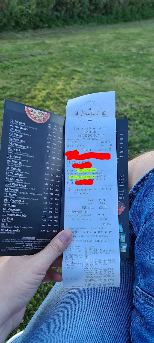 Speisekarte, PizzaBroZ Steinofenpizza Sarstedt