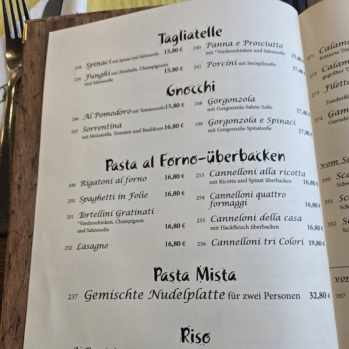 Speisekarte, Restaurant Limone