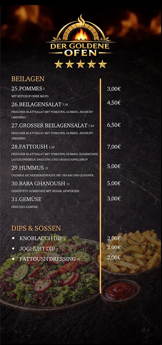 Speisekarte, Der Goldene Ofen