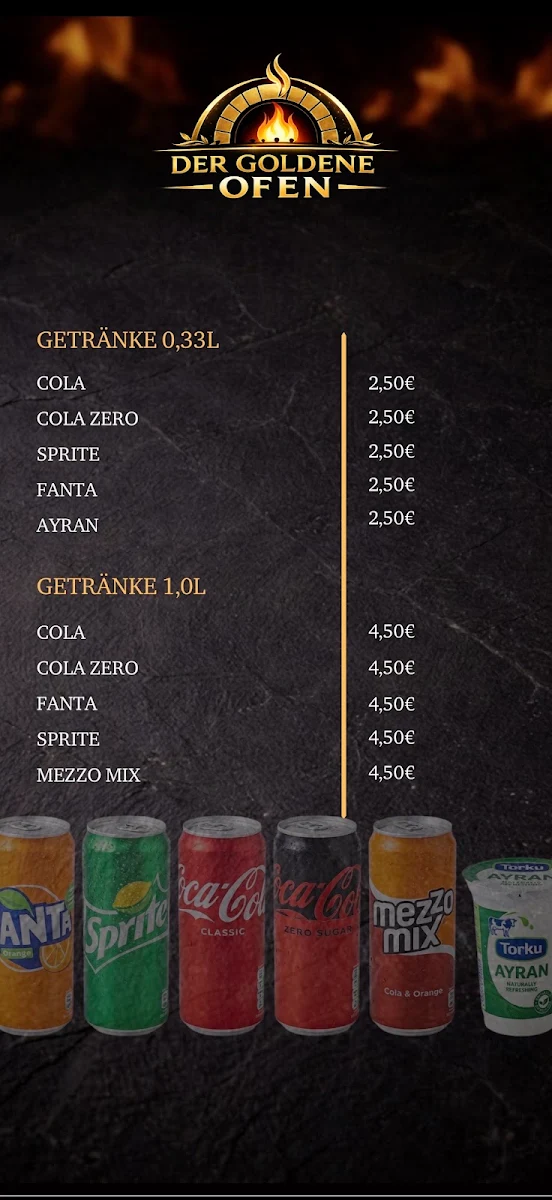 Speisekarte, Der Goldene Ofen