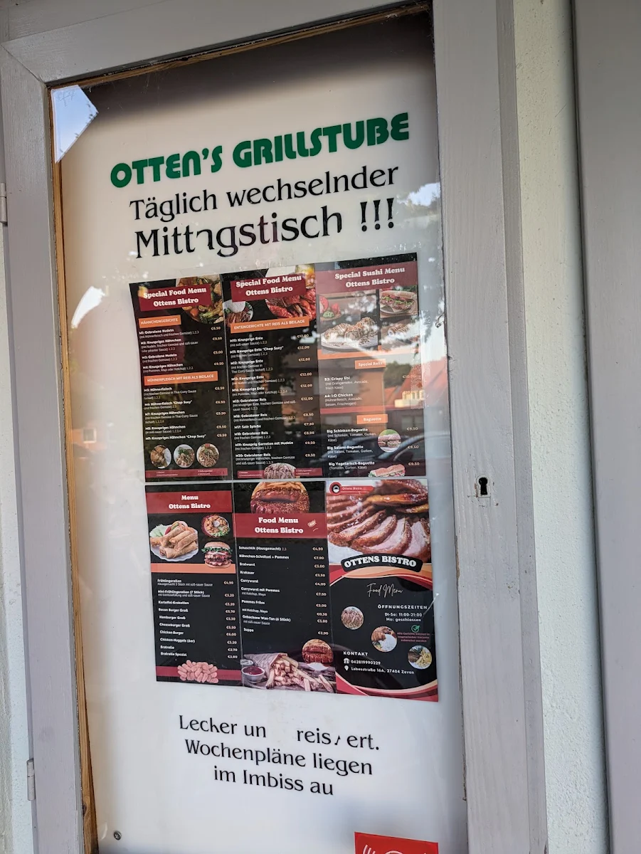 Speisekarte, Ottens Grillstube