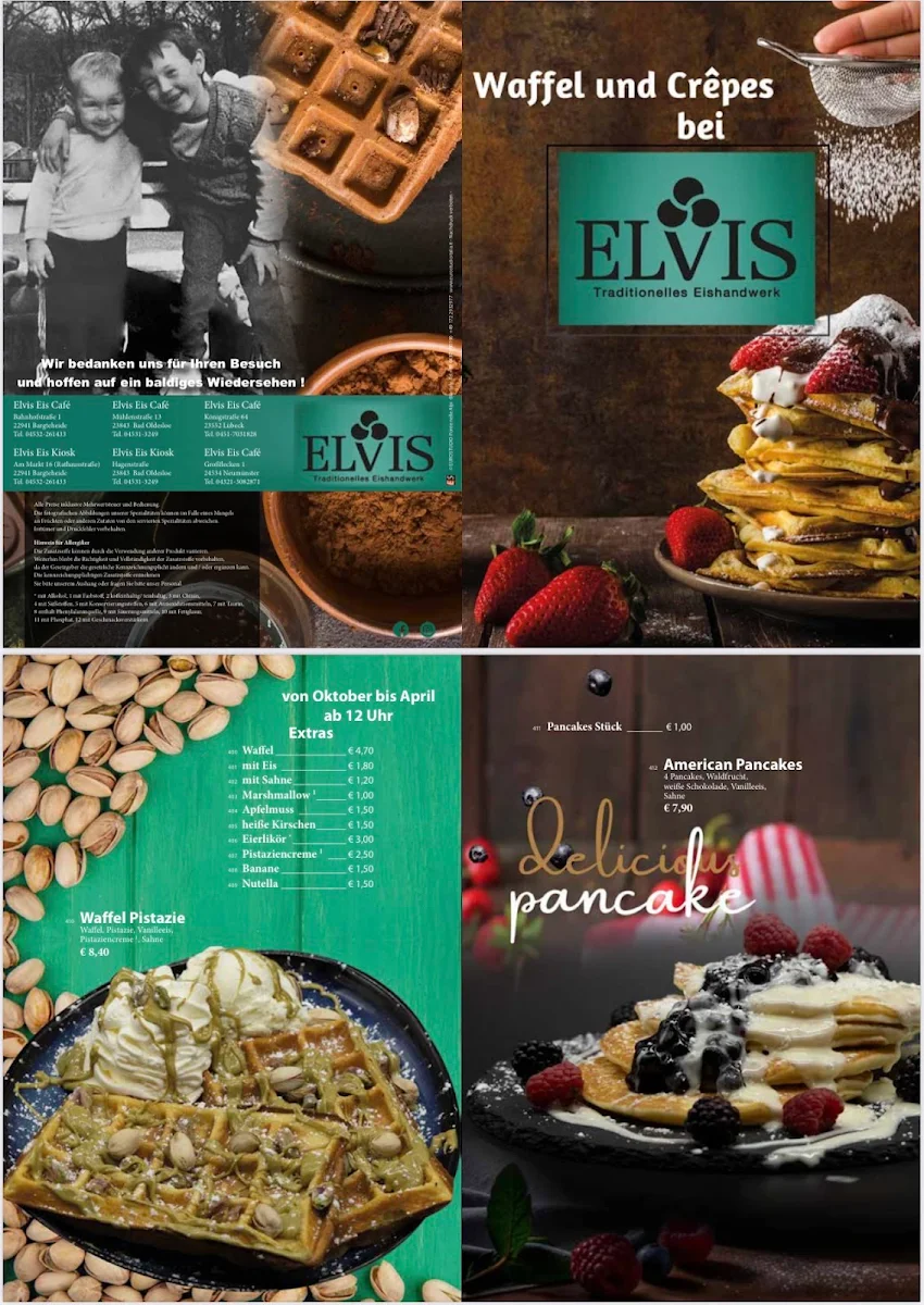 Speisekarte, ELVIS Eiscafé Neumünster