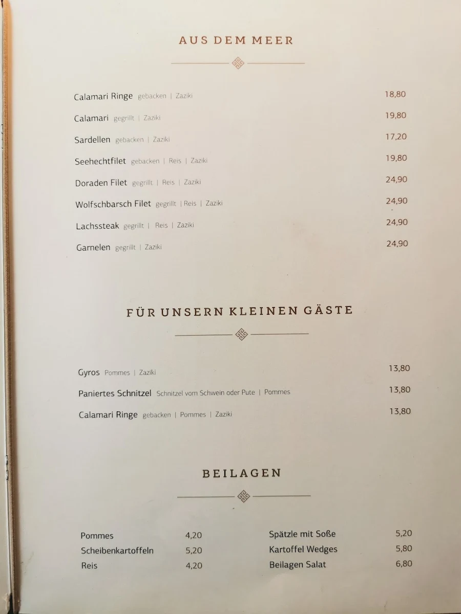 Speisekarte, Restaurant Akropolis