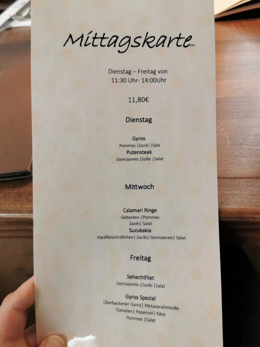 Speisekarte, Restaurant Akropolis