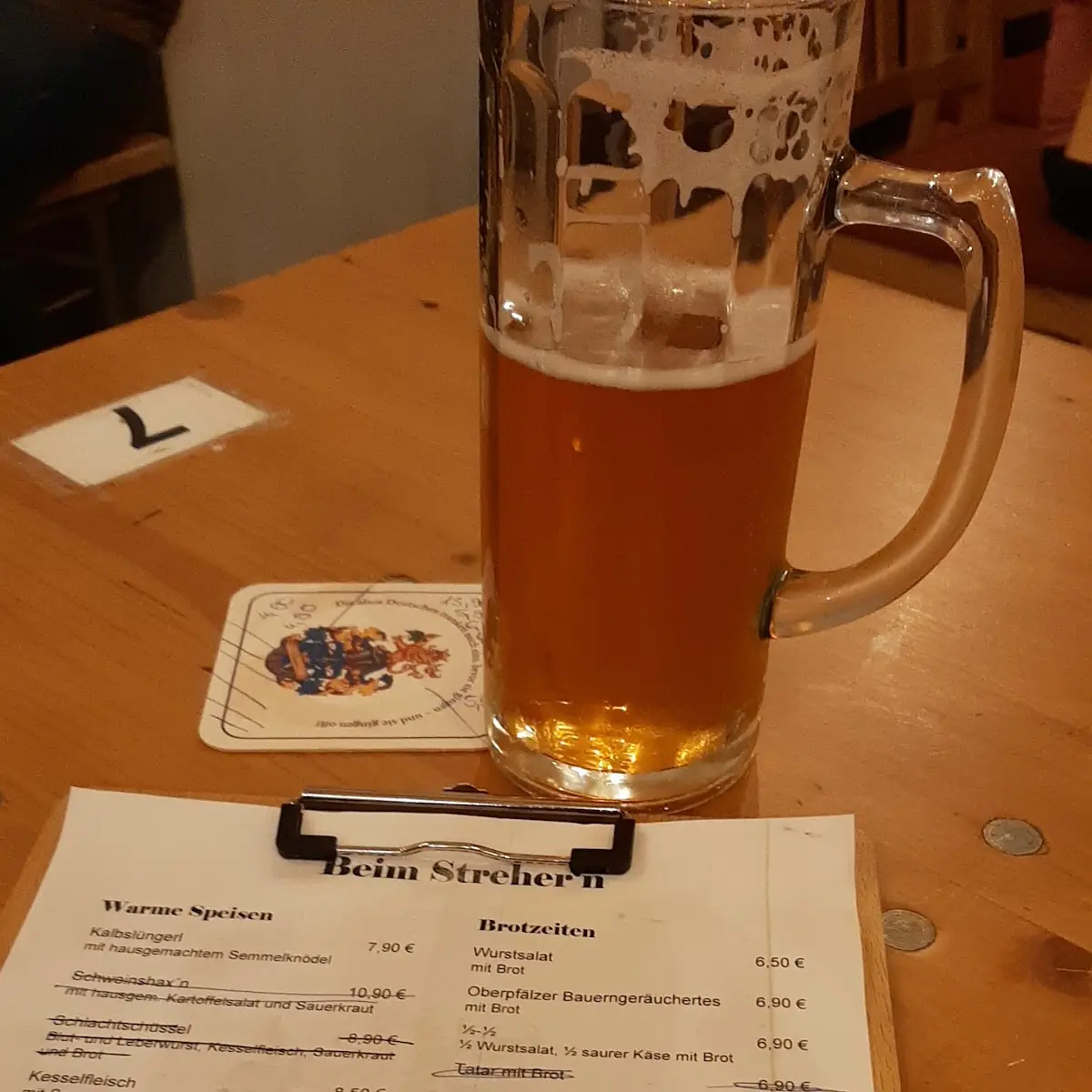 Speisekarte, Zoigl beim Strehern