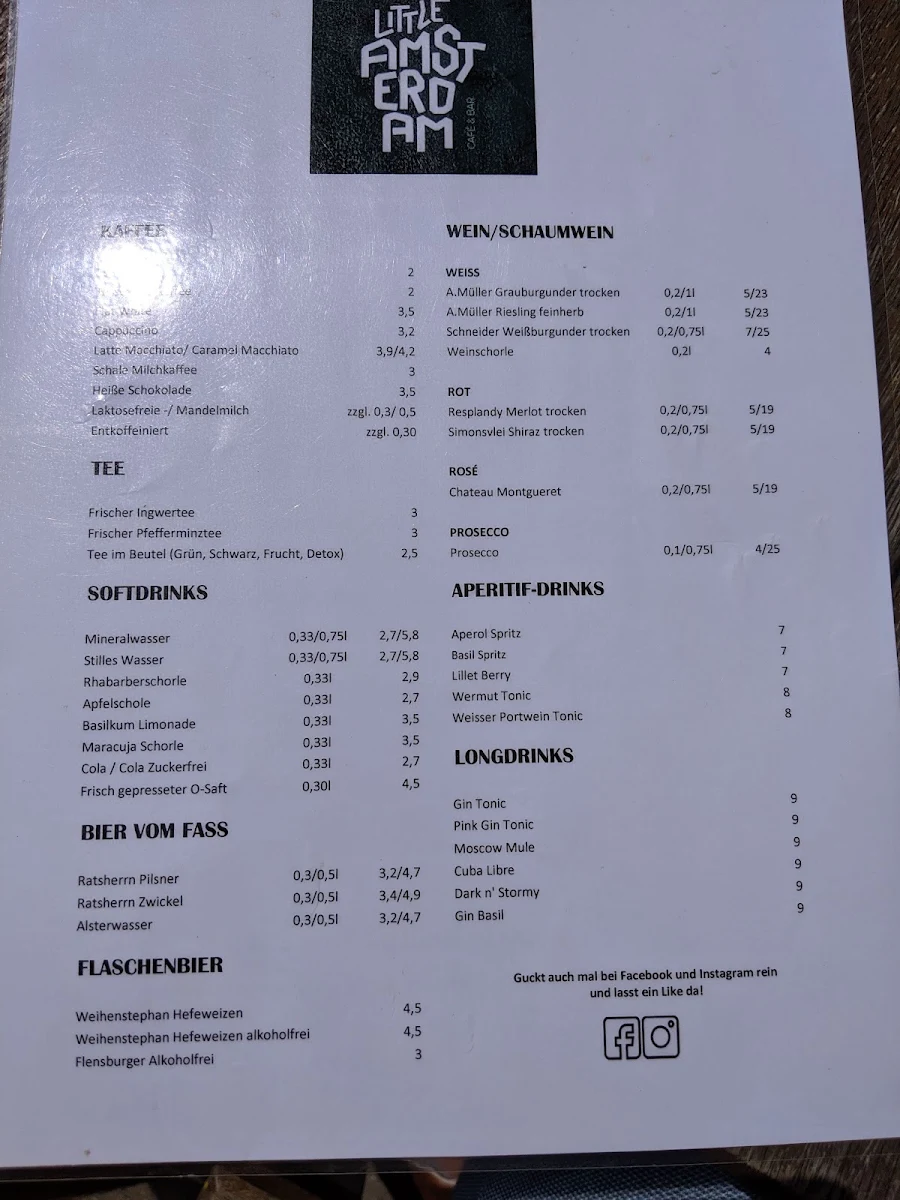 Speisekarte, Little Amsterdam