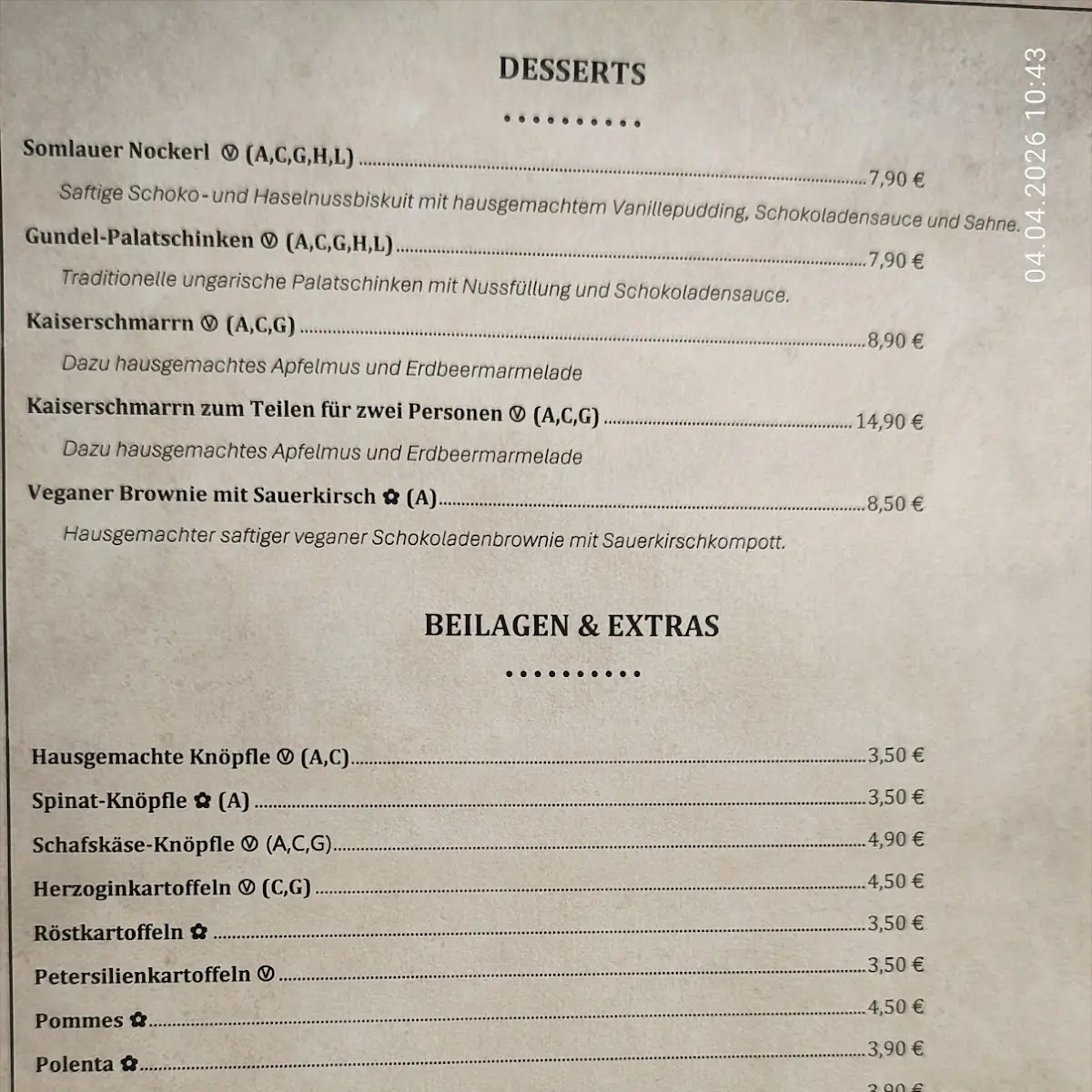 Speisekarte, Brauereigaststätte Riedbach