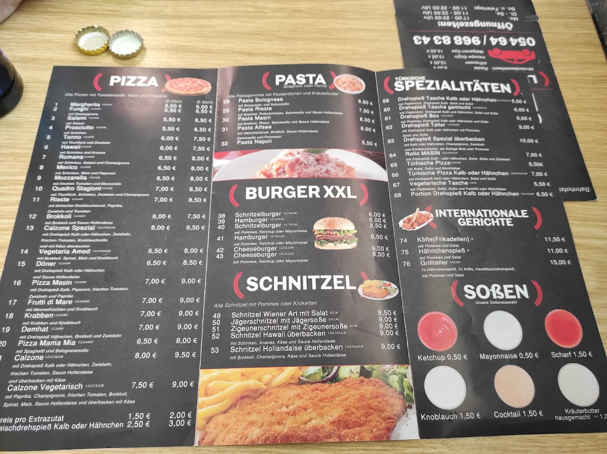 Speisekarte, Grillhaus Masin