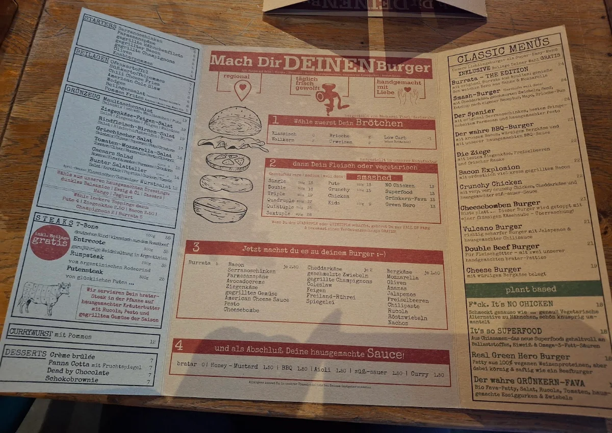 Speisekarte, bratar Burger Grill Bar | Karlsruhe (ECE)