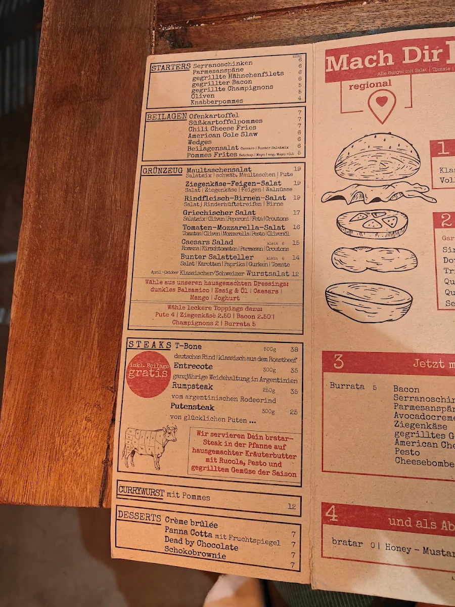 Speisekarte, bratar Burger Grill Bar | Karlsruhe (ECE)