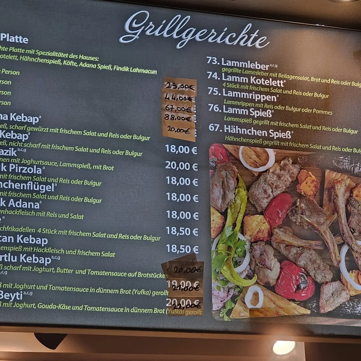Speisekarte, KÖZ GRİLL HOUSE