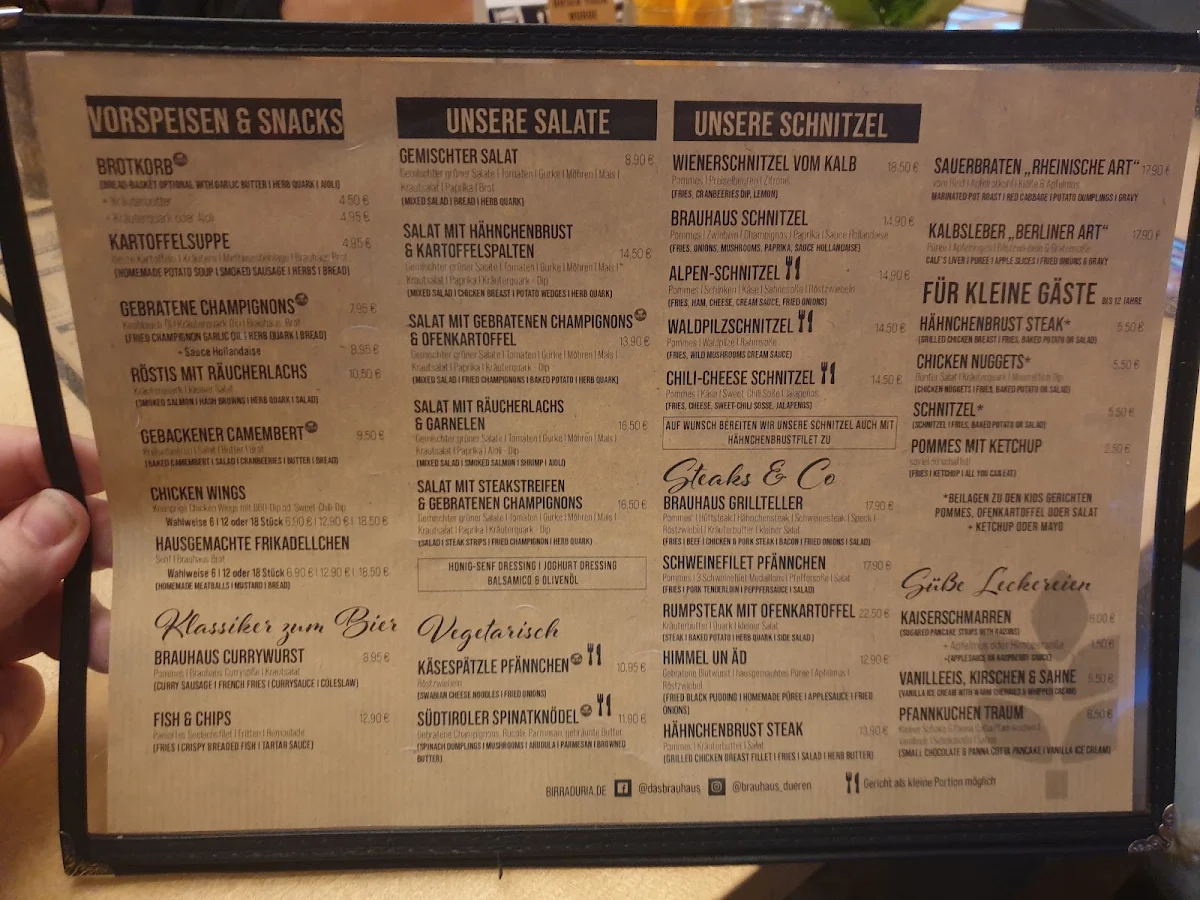 Speisekarte, Das Brauhaus