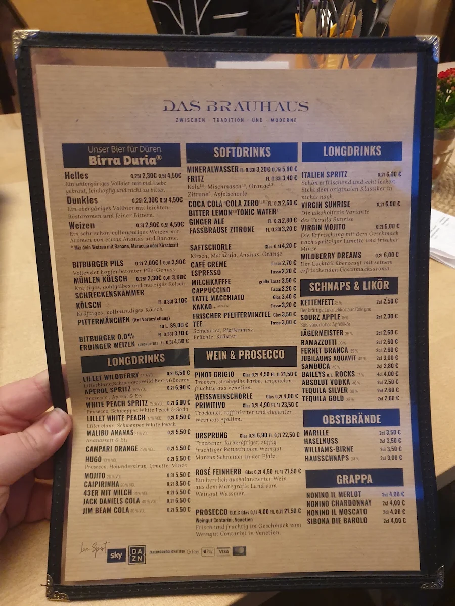 Speisekarte, Das Brauhaus