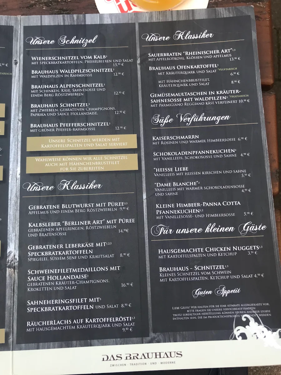Speisekarte, Das Brauhaus