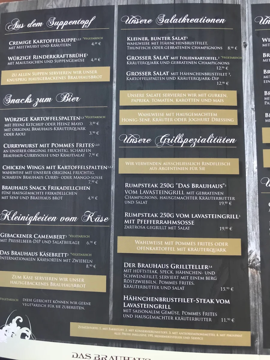 Speisekarte, Das Brauhaus