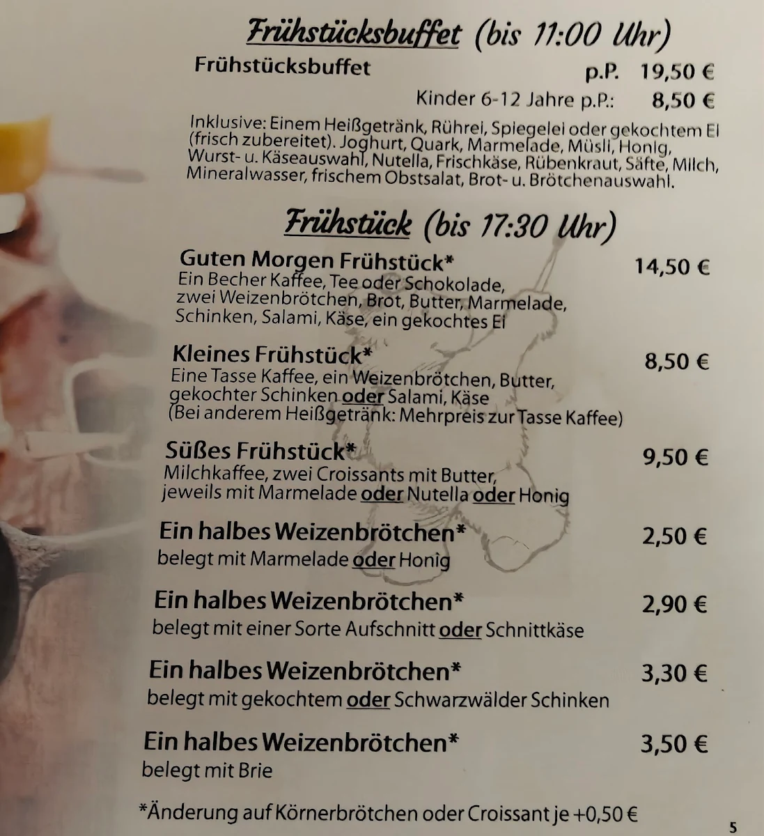 Speisekarte, Café i-Tüpfelchen