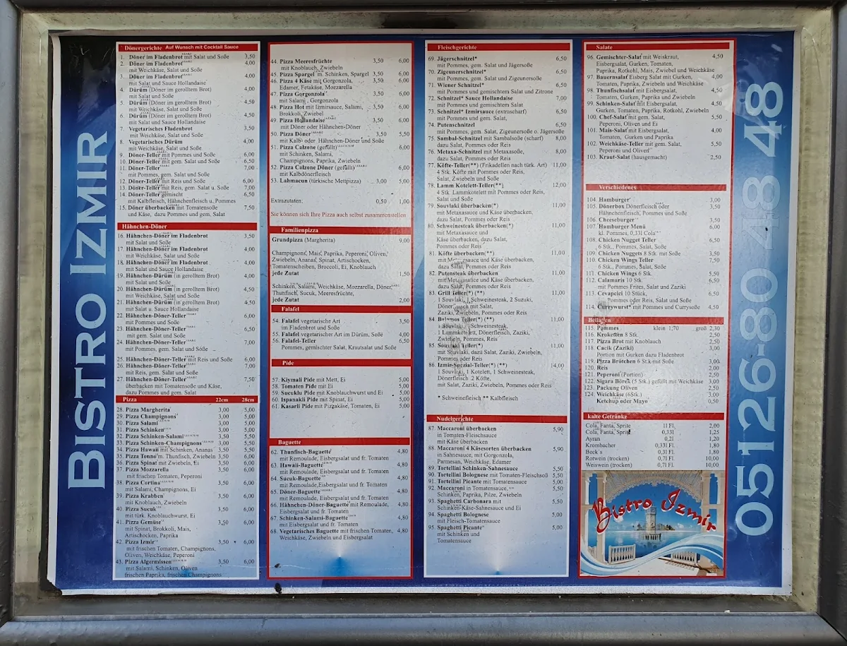Speisekarte, Bistro Izmir Inh. Yildirim Duygu