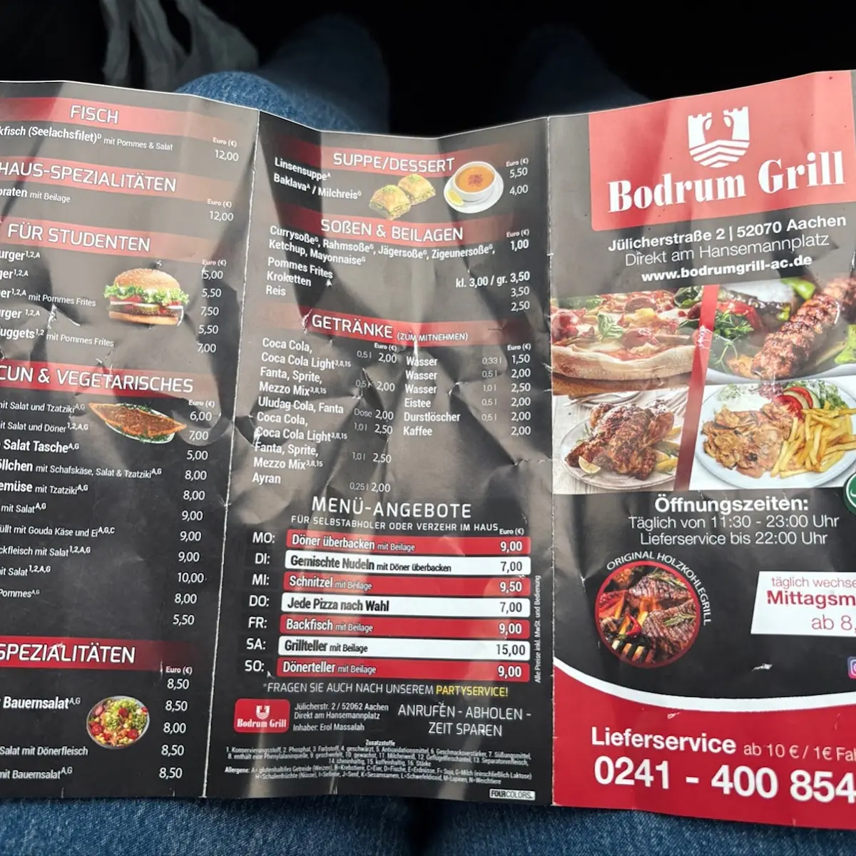 Speisekarte, Bodrum Grill