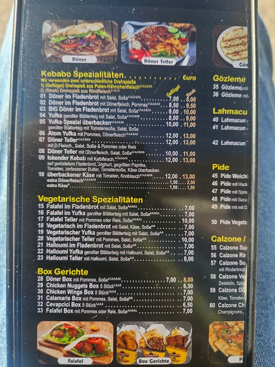 Speisekarte, Masal's KEBABO HOUSE Rastatt
