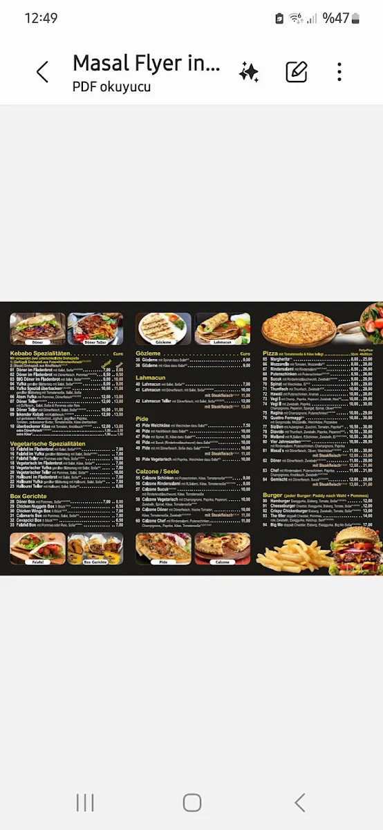 Speisekarte, Masal's KEBABO HOUSE Rastatt