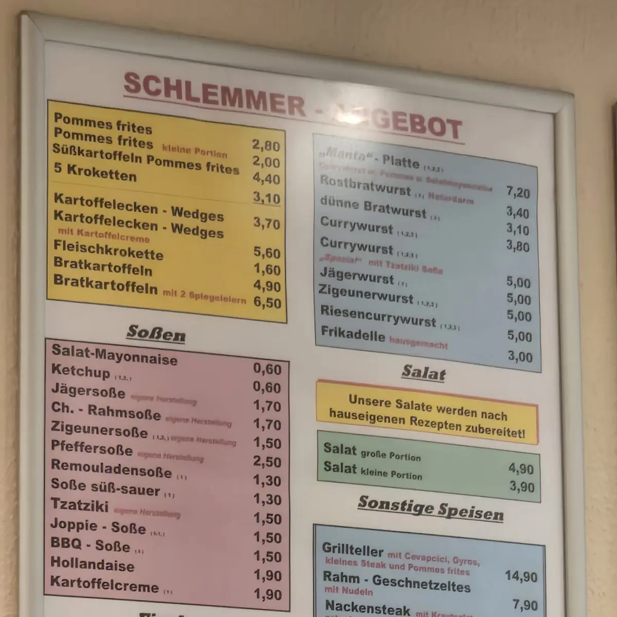 Speisekarte, Schlemmer - Grill