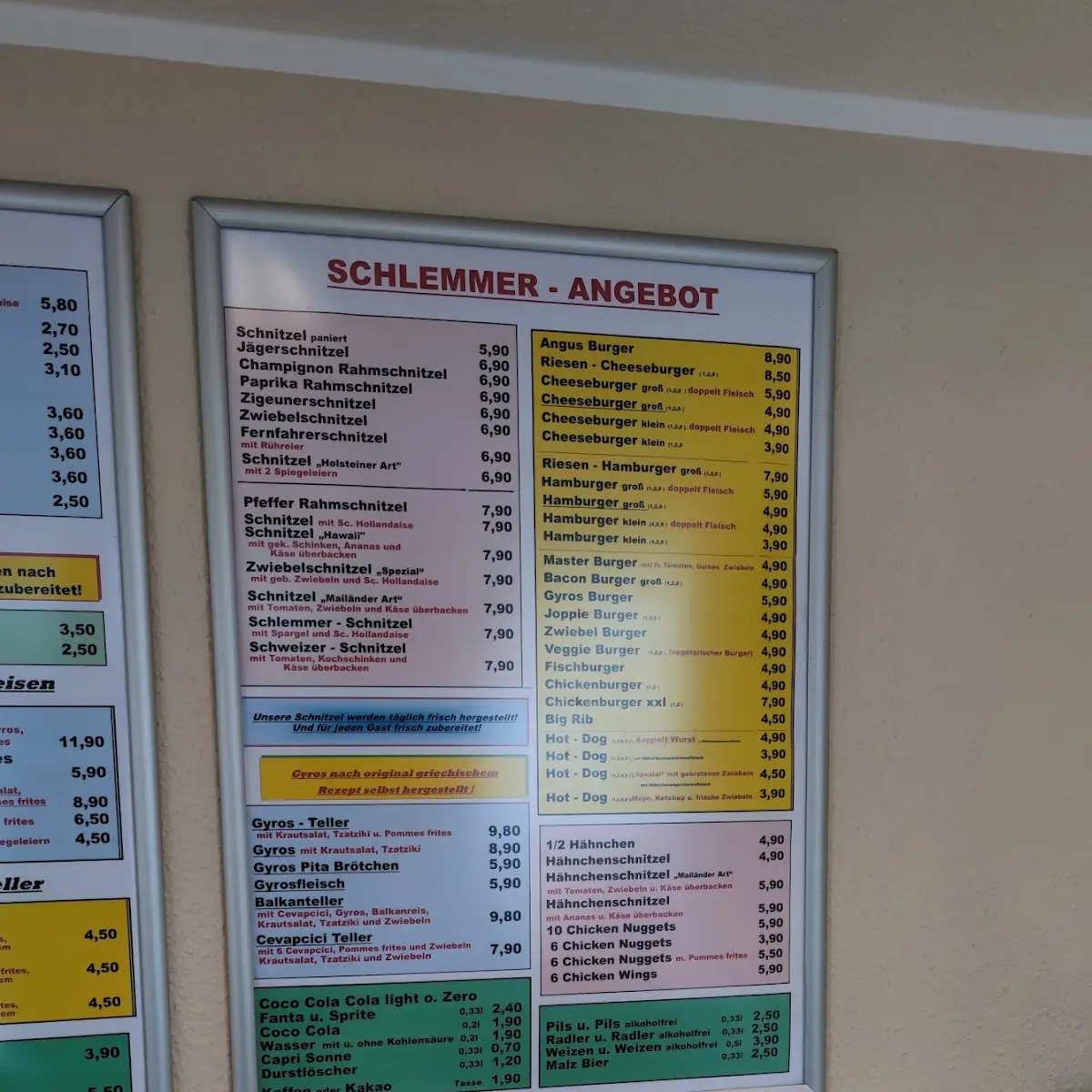 Speisekarte, Schlemmer - Grill