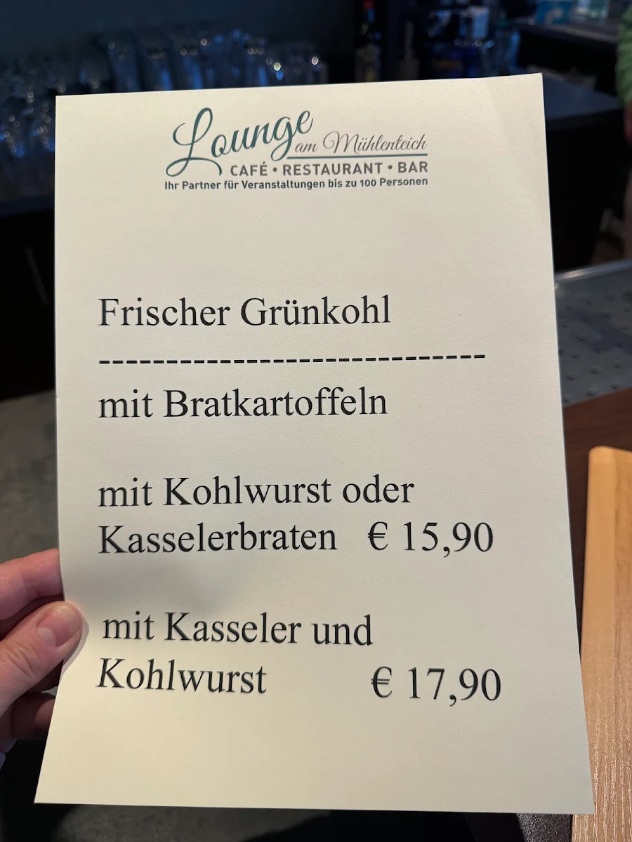 Speisekarte, Lounge am Mühlenteich