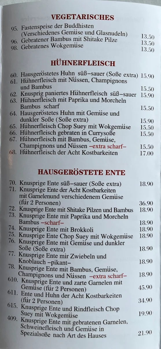 Speisekarte, China Restaurant (Chau)