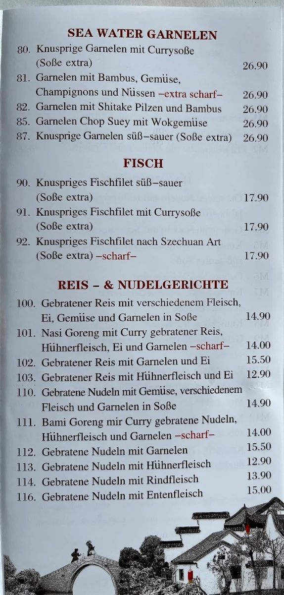 Speisekarte, China Restaurant (Chau)