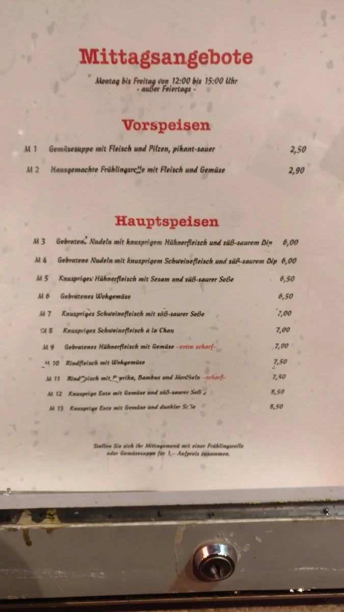 Speisekarte, China Restaurant (Chau)