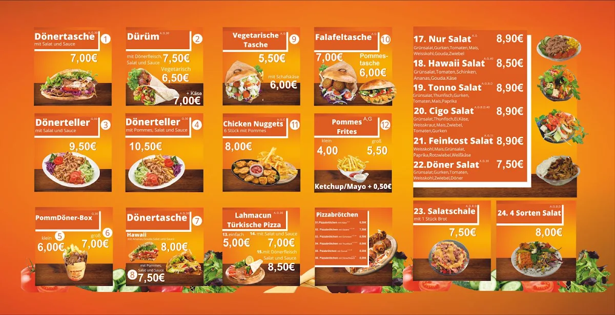 Speisekarte, Nur Feinkostgeschäft