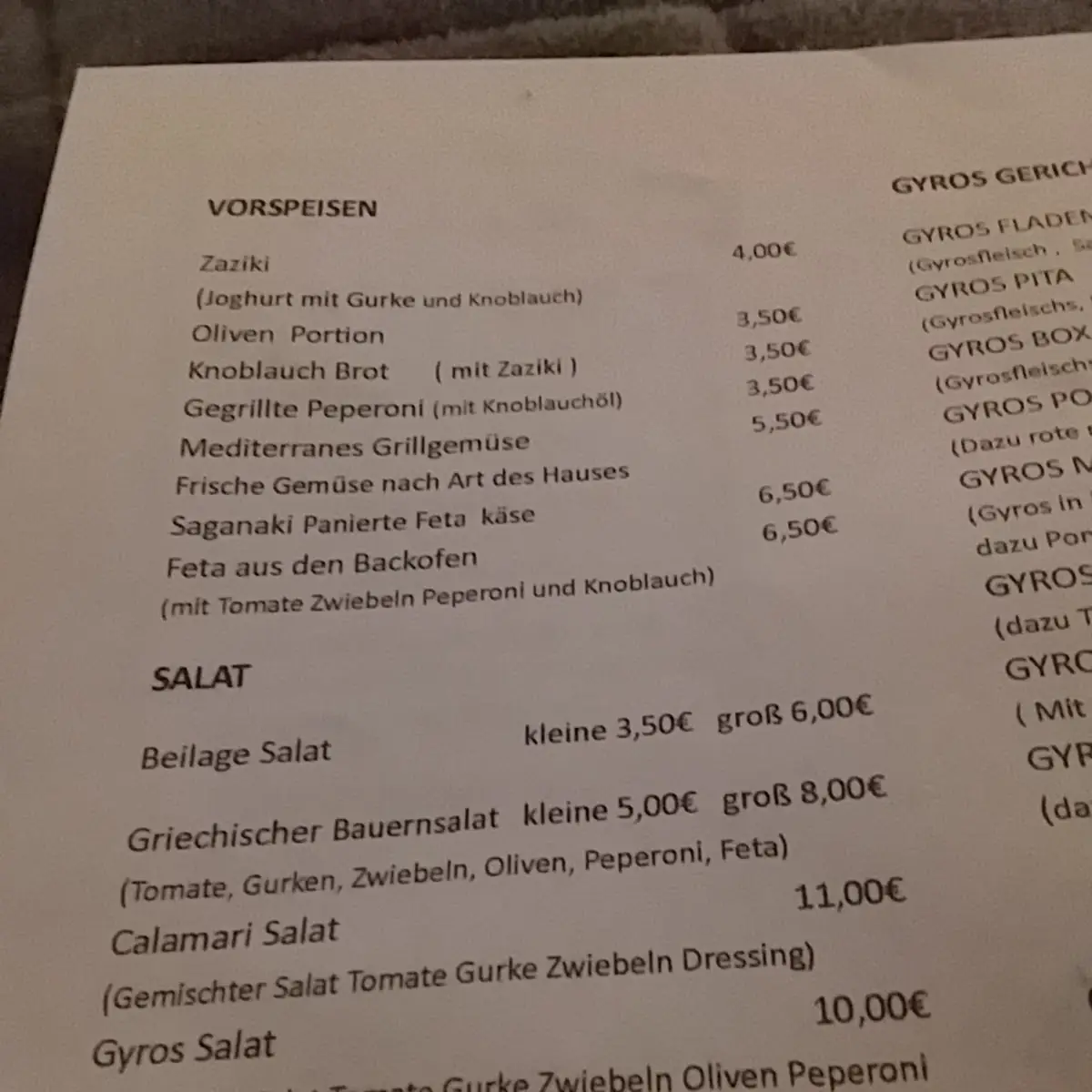 Speisekarte photo 1