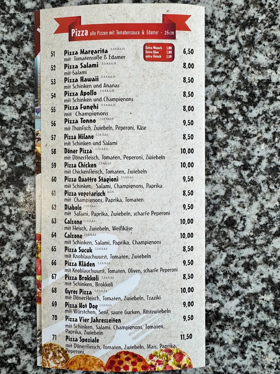 Speisekarte, Bistro Kläden