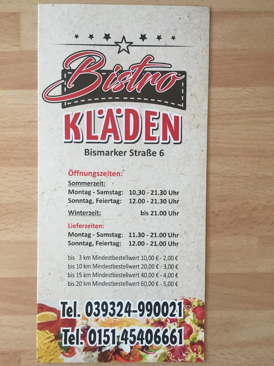 Speisekarte, Bistro Kläden