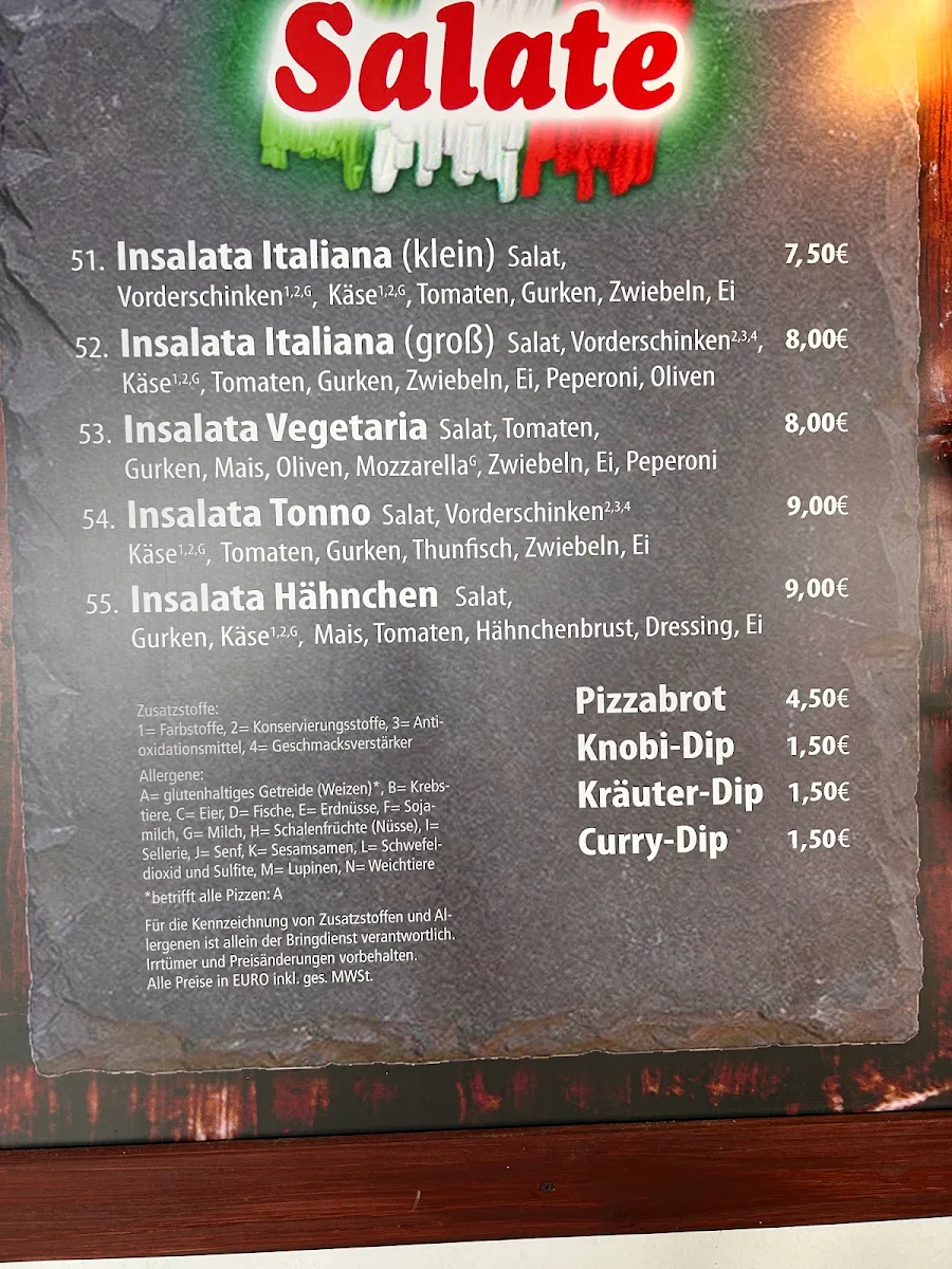 Speisekarte, Pizza Haus Original Steinofen