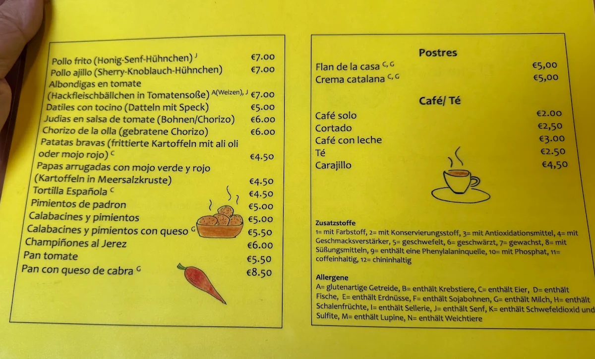 Speisekarte, EL Quinto Vino