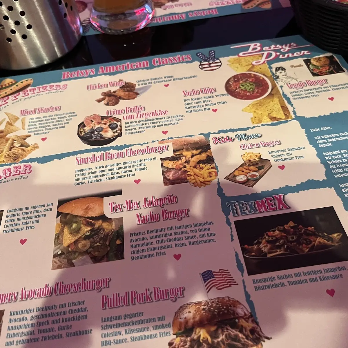 Speisekarte, Betsys Diner