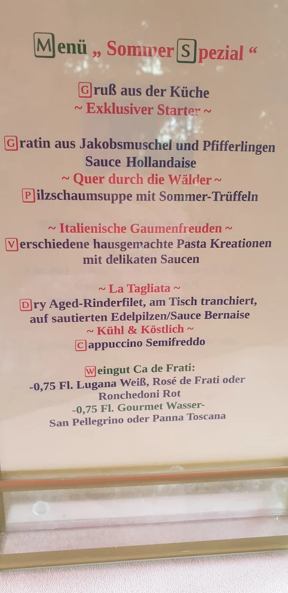 Speisekarte, VILLA MEDICI - Mario Veglia Berlin
