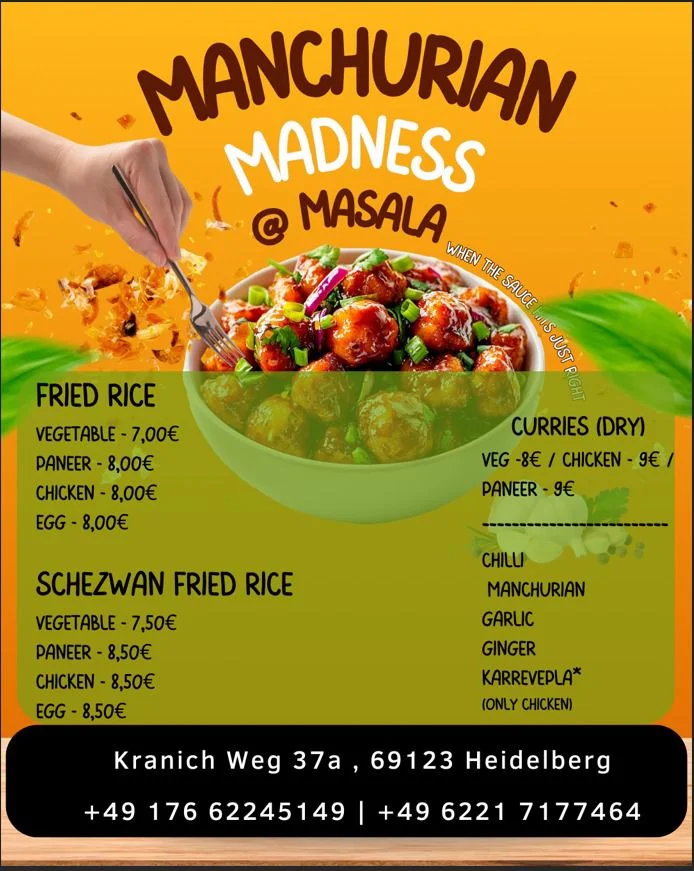 Speisekarte, Masala Indisches Restaurant