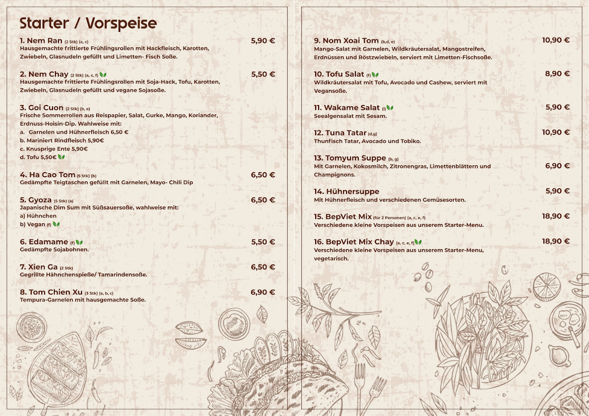 Speisekarte, Bếp Việt Restaurant