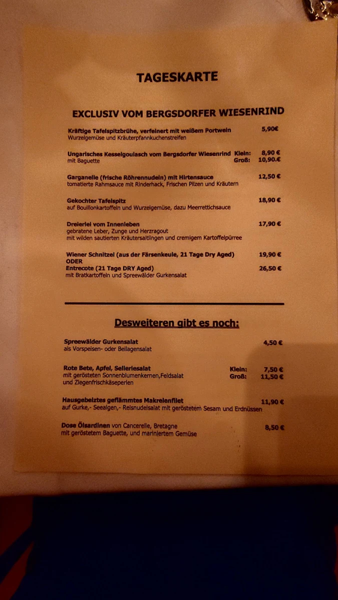 Speisekarte, Arttisch Esskultur