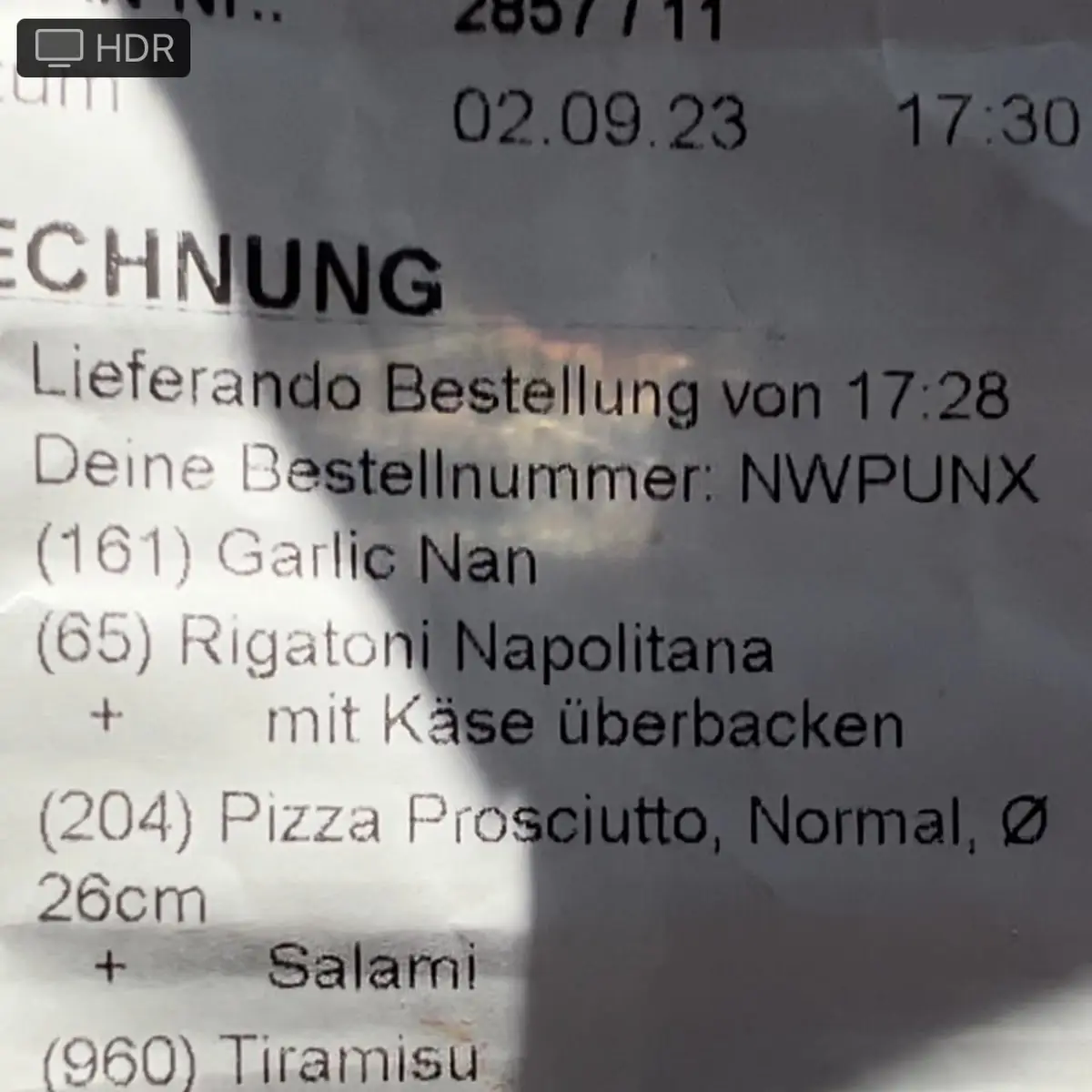 Speisekarte, pizza Skylight