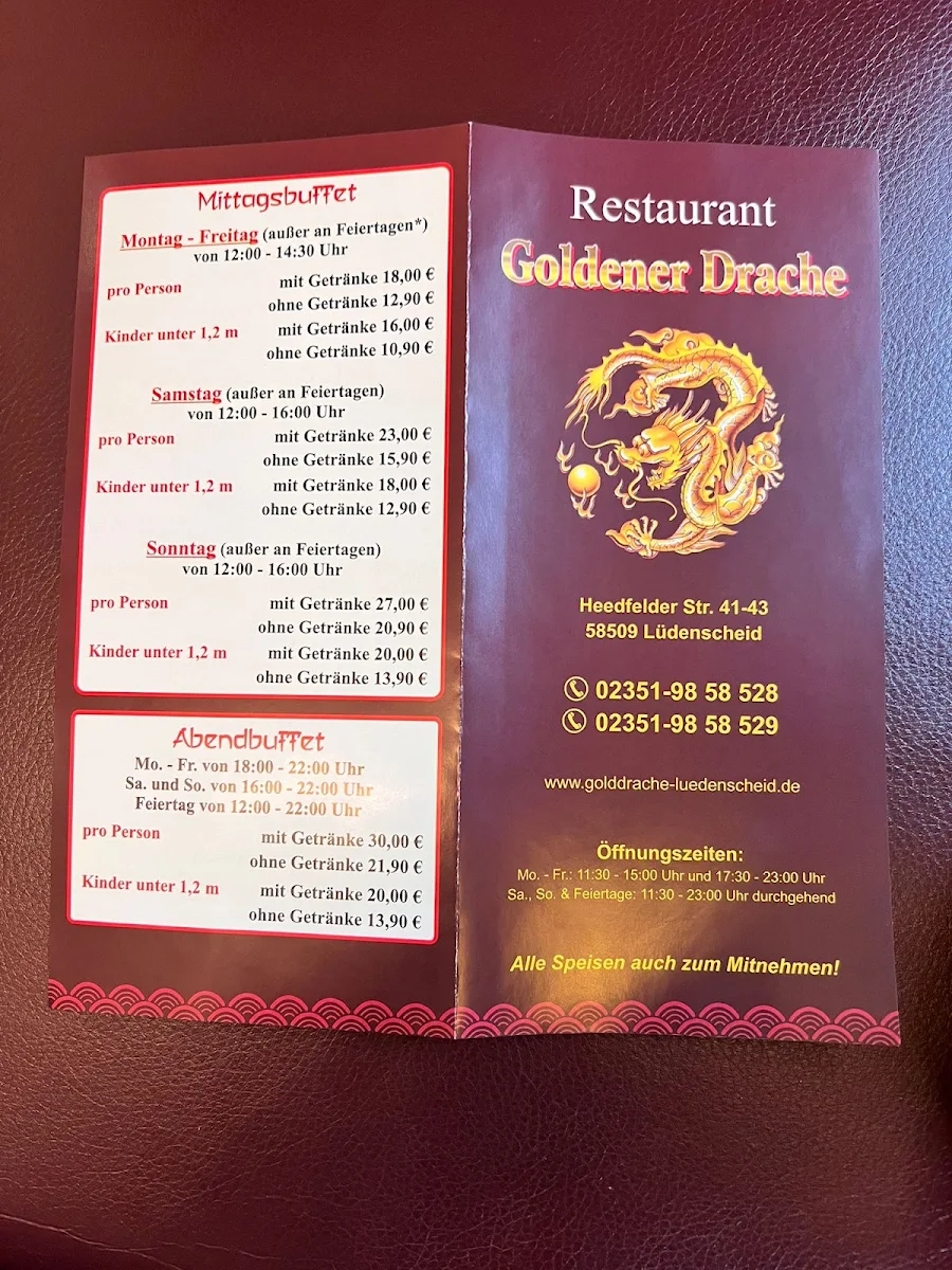 Speisekarte, Goldener Drache