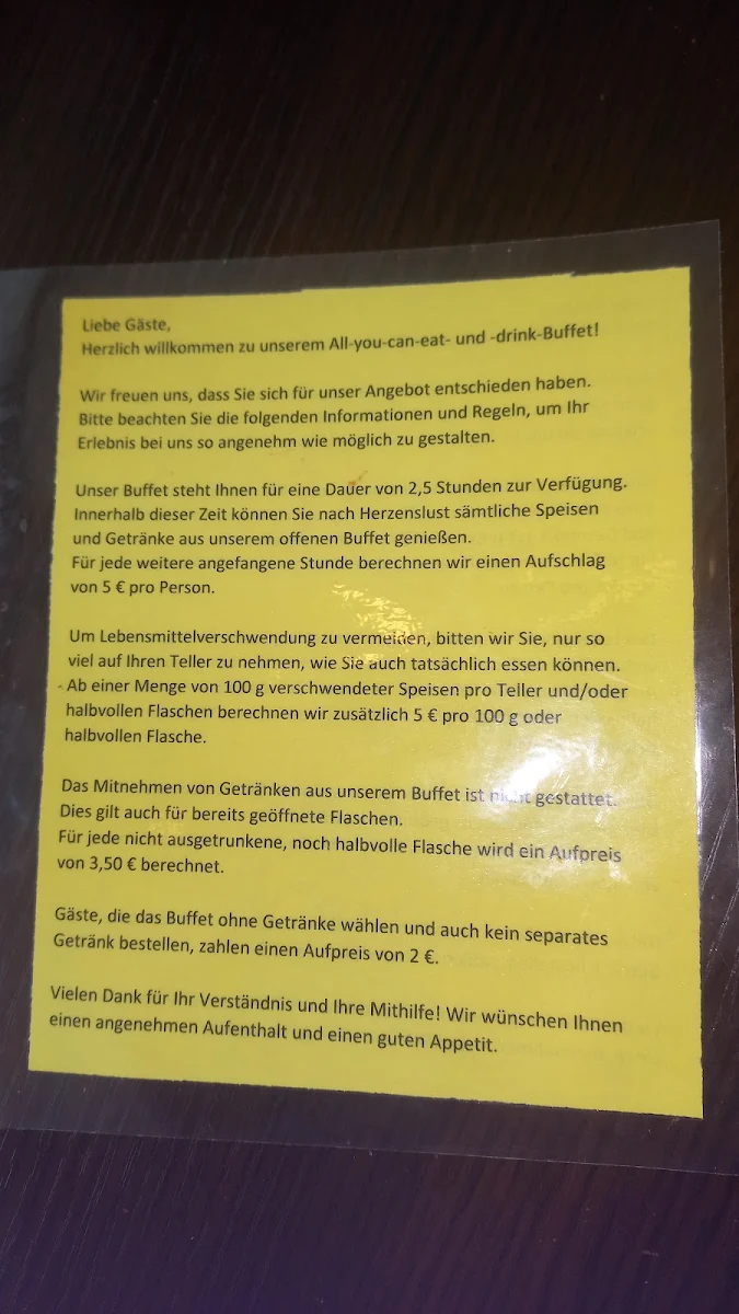 Speisekarte, Goldener Drache