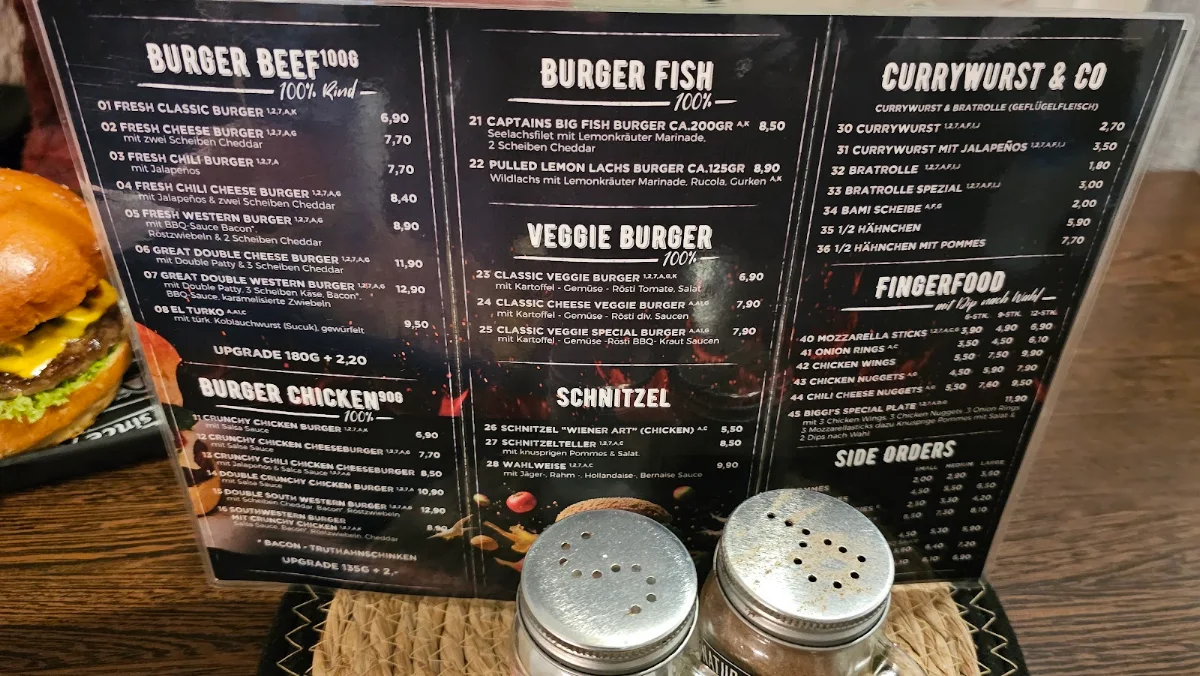 Speisekarte, Biggi's Burger