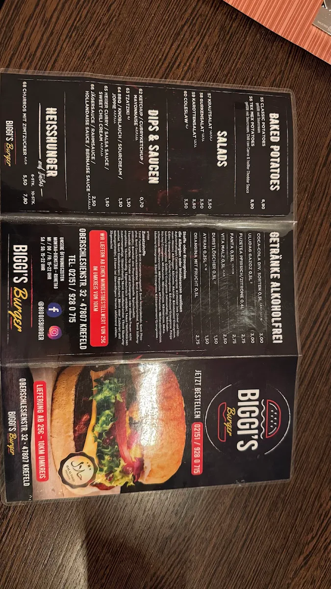 Speisekarte, Biggi's Burger
