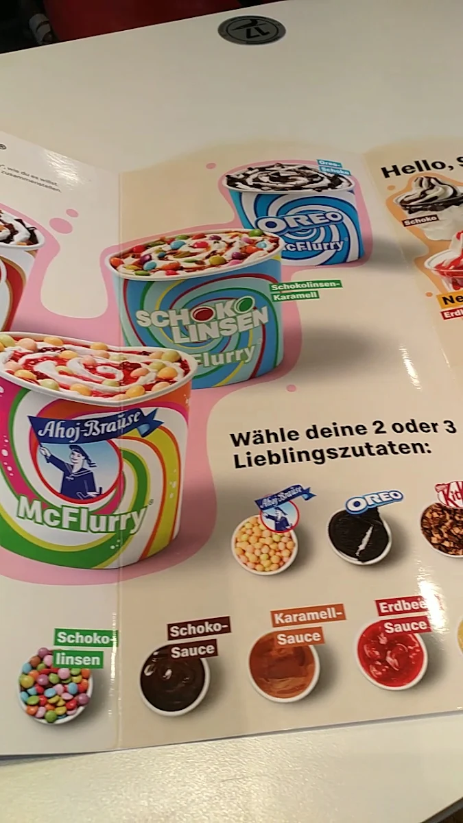 Speisekarte, McDonald's