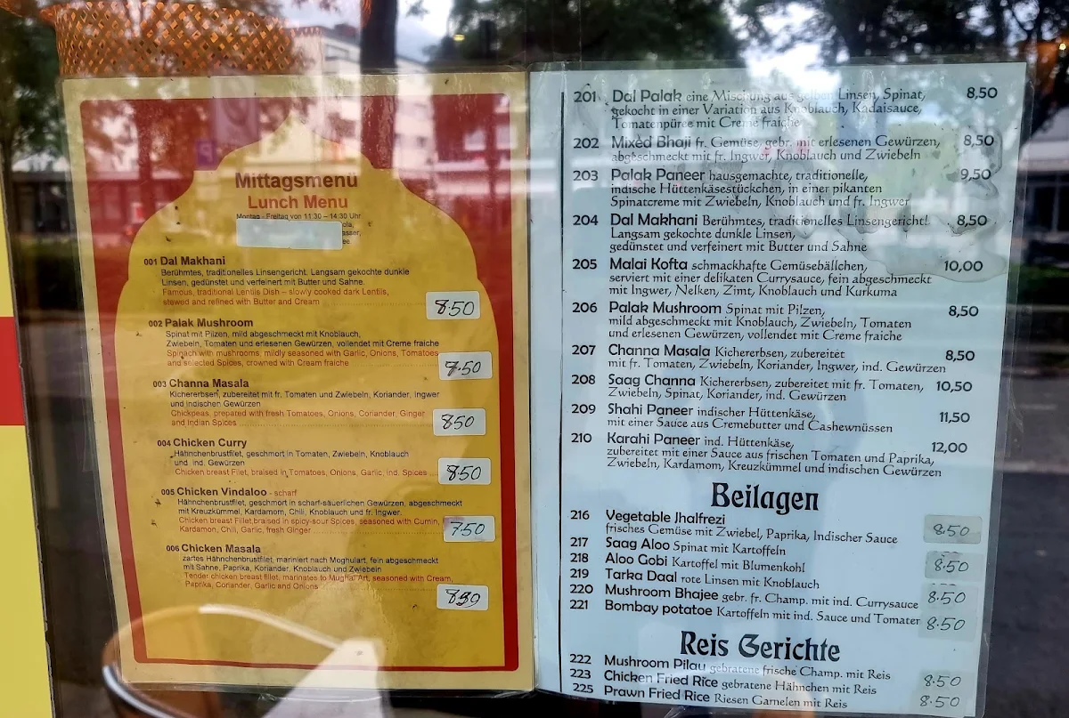 Speisekarte, Restaurant Indian Curryhouse Paderborn